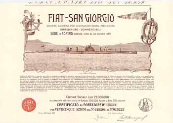 FIAT-San Giorgio S.A. per Costruzioni Navali e Meccaniche Torpediniere - Sommergibili