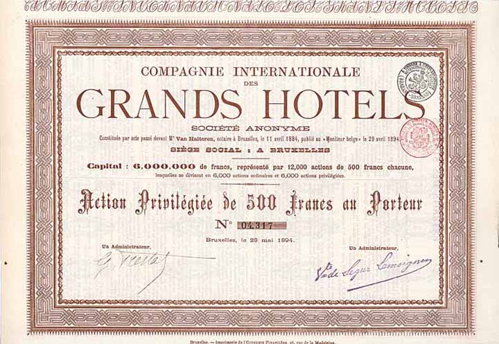 Cie. Internationale des Grands Hotels S.A.