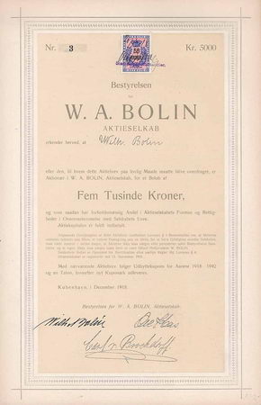 Bestyrelsen for W. A. Bolin Aktieselkab