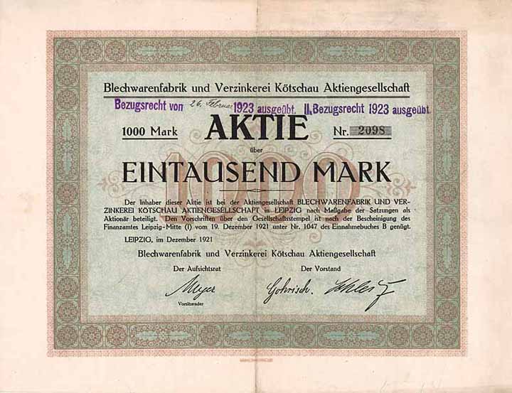 Blechwarenfabrik und Verzinkerei Kötschau AG