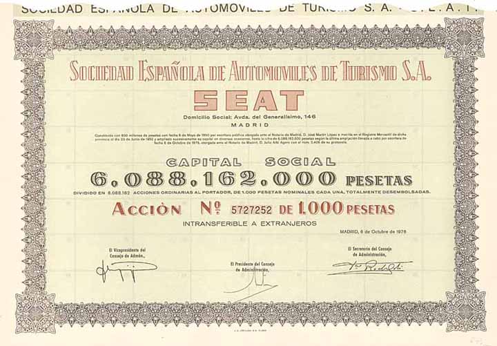 Soc. Espanola de Automoviles de Turismo S.A. SEAT