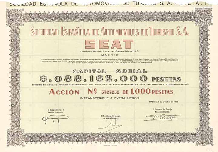 Soc. Espanola de Automoviles de Turismo S.A. SEAT