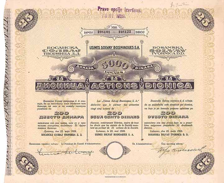 Bosnische Solvay-Werke AG (Usines Solvay Bosniaques S.A. - Bosanska Solvay Tvornica D.D.)