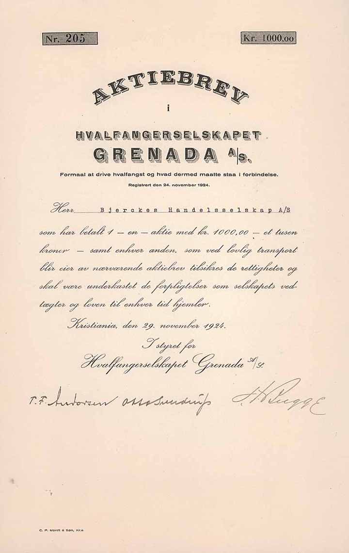 Hvalfangerselskapet Grenada A/S