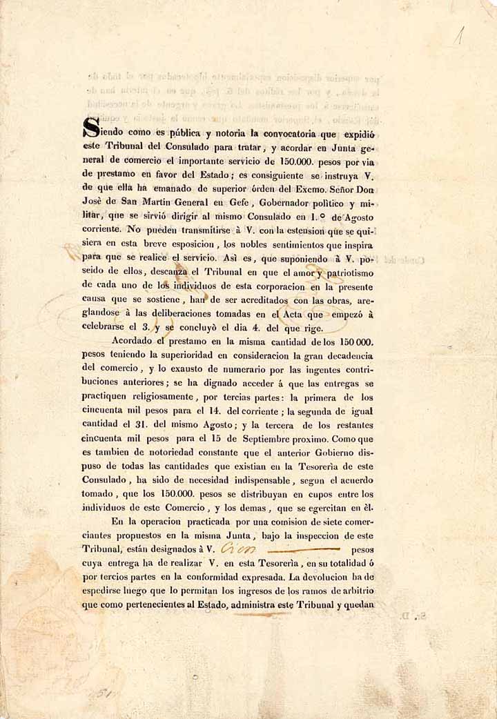 Tribunal del Consulado - Staatsanleihe von 150.000 Pesos