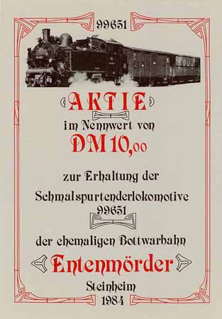 Schmalspurtenderlokomotive 99651 der ehemaligen Bottwarbahn "Entenmörder"