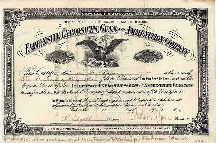 Emmensite Explosives, Guns and Ammunition Co.