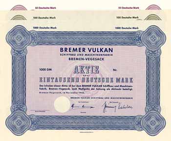 Bremer Vulkan AG Schiffbau und Maschinenfabrik (6 Stücke)