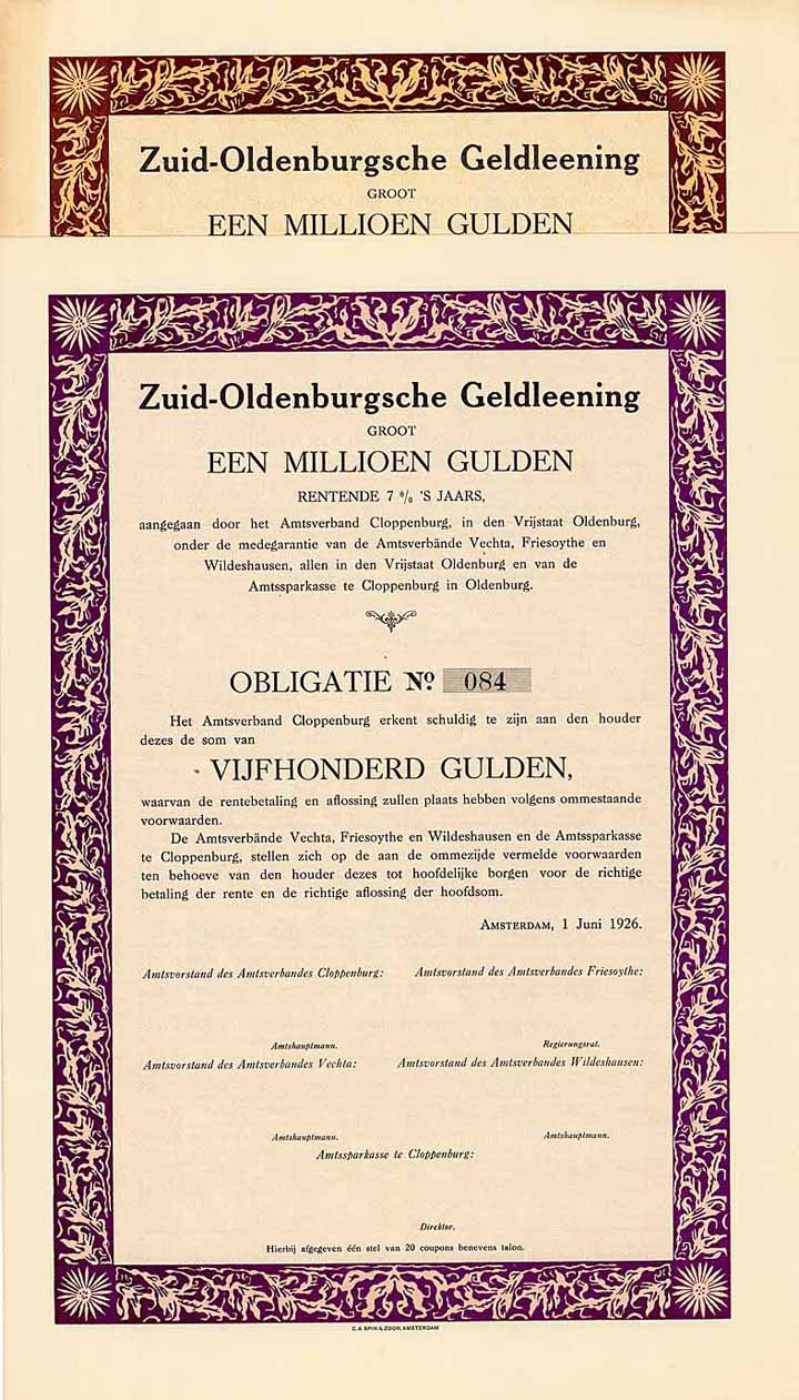 Amtsverband Cloppenburg (Zuid-Oldenburgsche Geldleening) (2 Stücke)