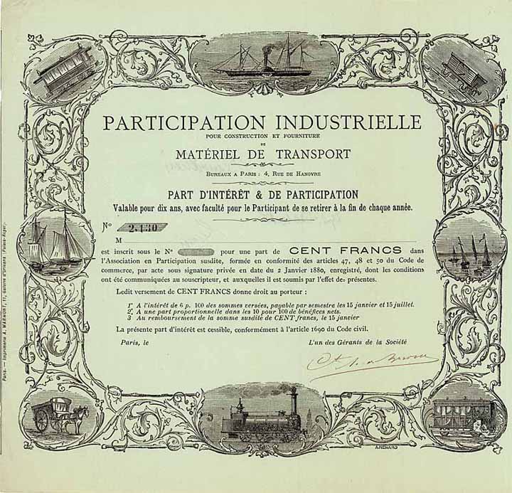 Participation Industrielle pour Constructions et Fourniture de Materiel de Transport