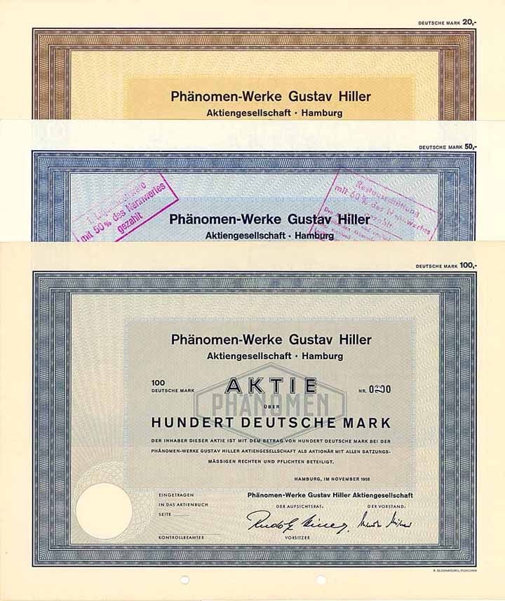 Phänomen-Werke Gustav Hiller AG (3 Stücke)