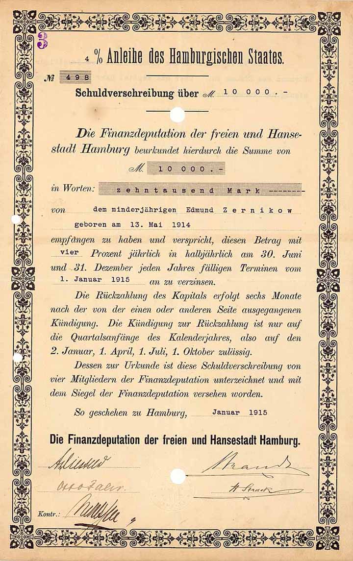 Freie und Hansestadt Hamburg, Finanzdeputation