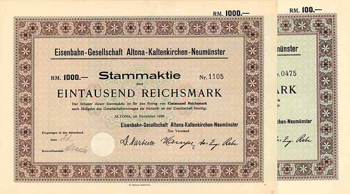 Eisenbahn-Gesellschaft Altona-Kaltenkirchen-Neumünster (2 Stücke)