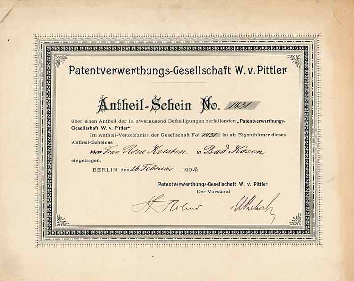 Patentverwerthungs-Gesellschaft W. v. Pittler