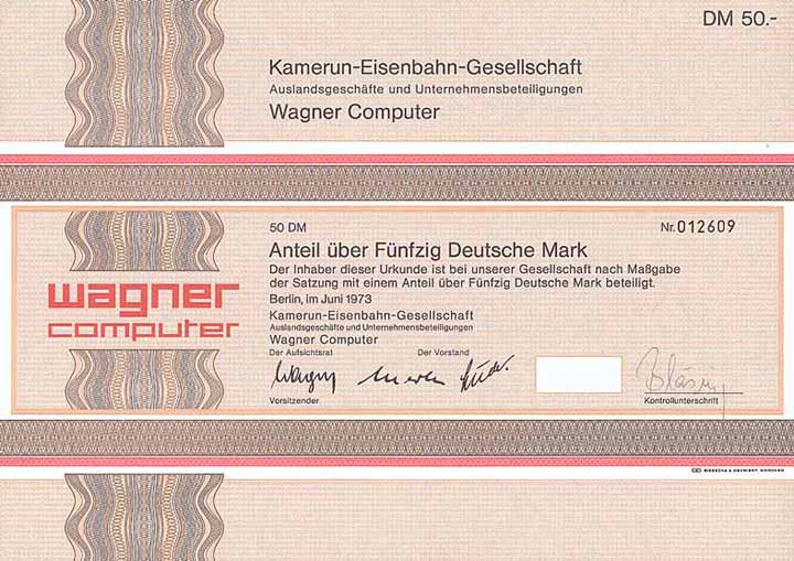 Kamerun-Eisenbahn-Gesellschaft - Auslandsgeschäfte und Unternehmensbeteiligungen - Wagner Computer