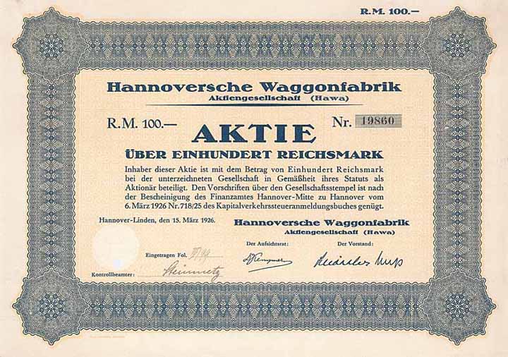 Hannoversche Waggonfabrik AG (Hawa)