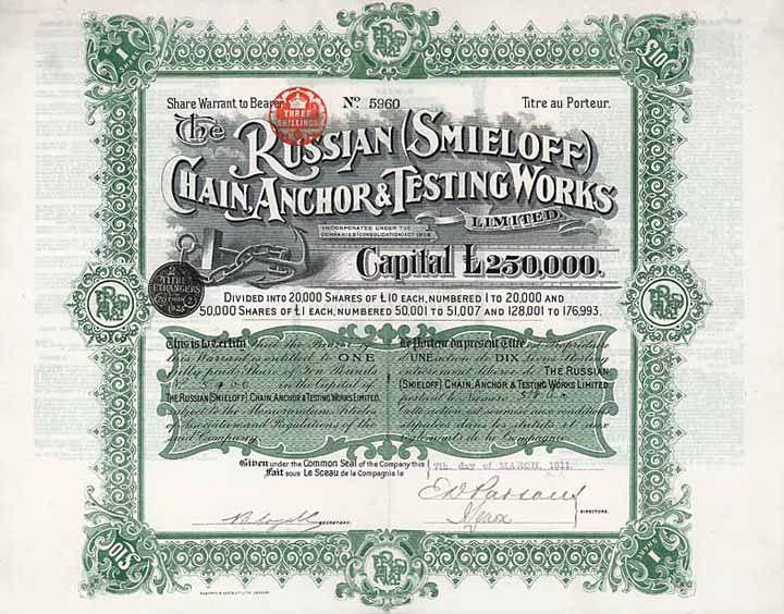 Russian (Smieloff) Chain, Anchor & Testing Works Ltd.