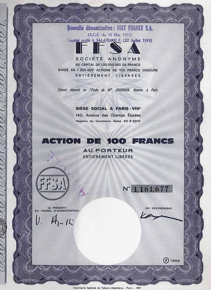 FFSA S.A. (FIAT FRANCE)