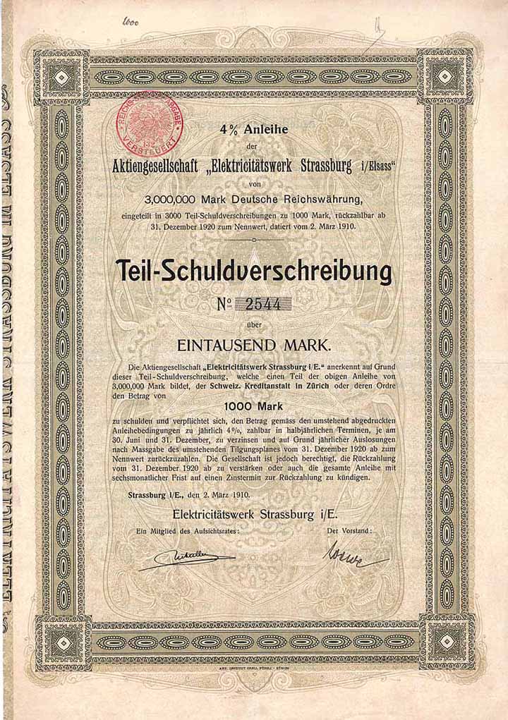 AG Elektricitätswerk Strassburg i/E.
