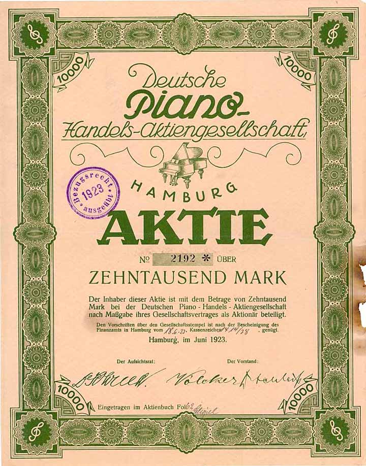 Deutsche Piano-Handels-AG (hoch grün)