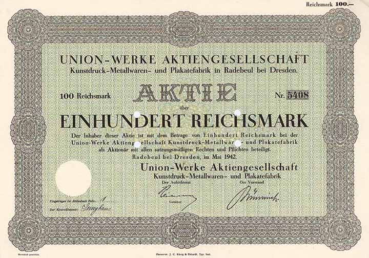 Union-Werke AG Kunstdruck-Metallwaren- und Plakatefabrik