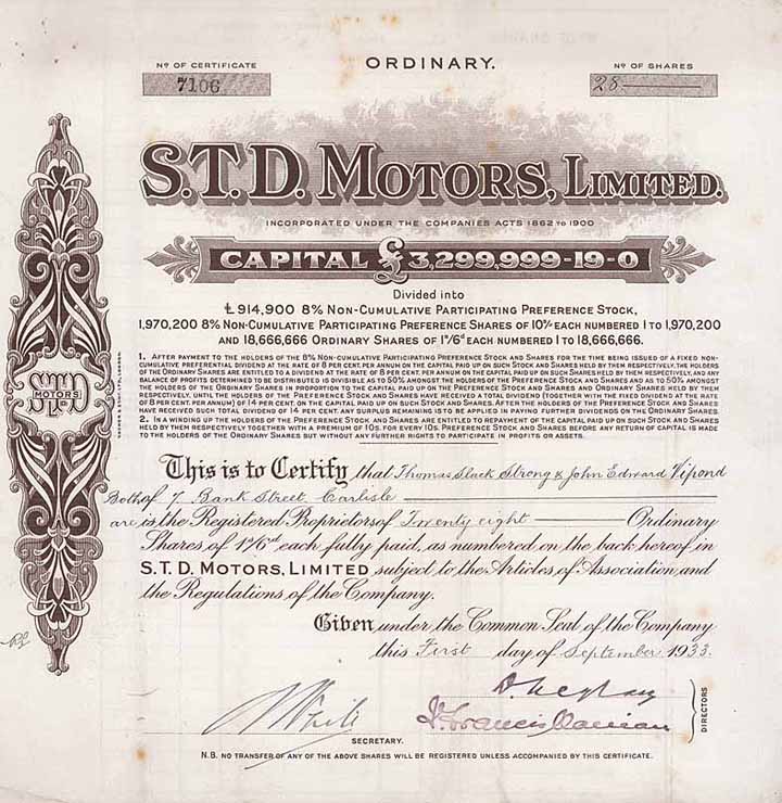 S.T.D. Motors, Ltd.