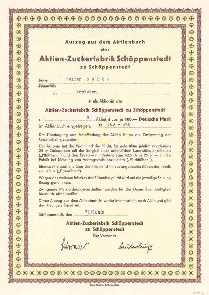 Aktien-Zuckerfabrik Schöppenstedt