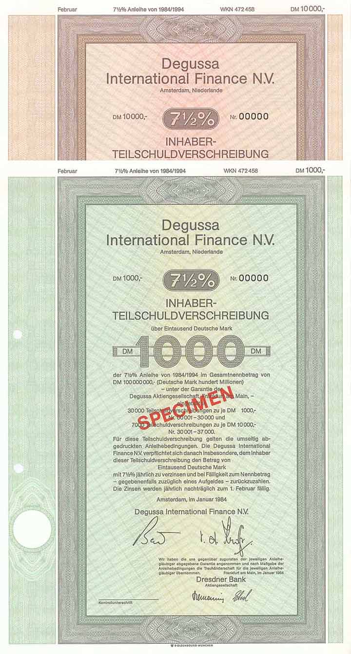 Degussa International Finance N.V. (2 Stücke)