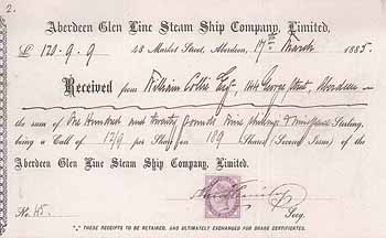 Aberdeen Glen Line Steam Ship Co.