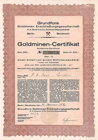 Grundfors Goldminen Erschließungsges. H. A. Roemer & Co. KG