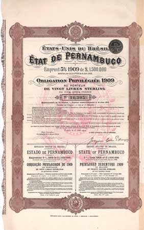 État de Pernambuco Emprunt 5 % 1909