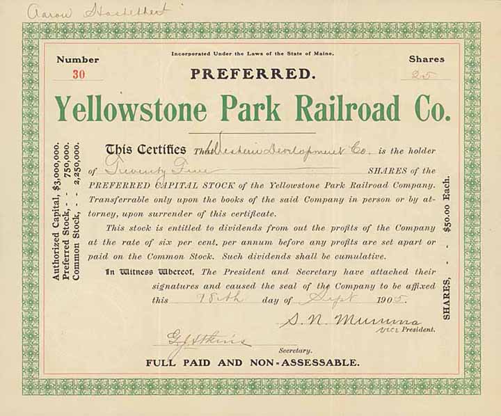 Yellowstone National Park Railroad