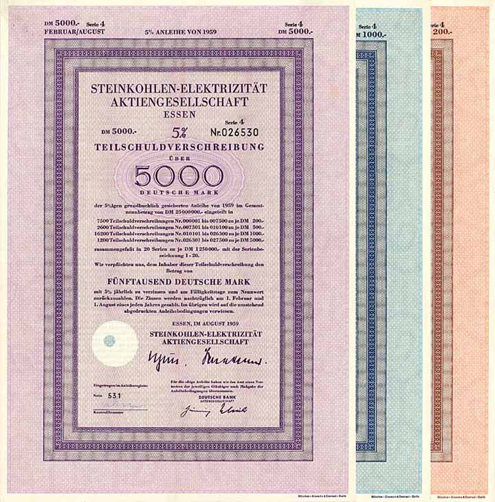 Steinkohlen-Elektrizität AG (3 Stücke)