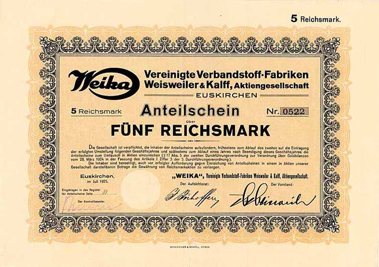 WEIKA Vereinigte Verbandstoff-Fabriken Weisweiler & Kalff AG