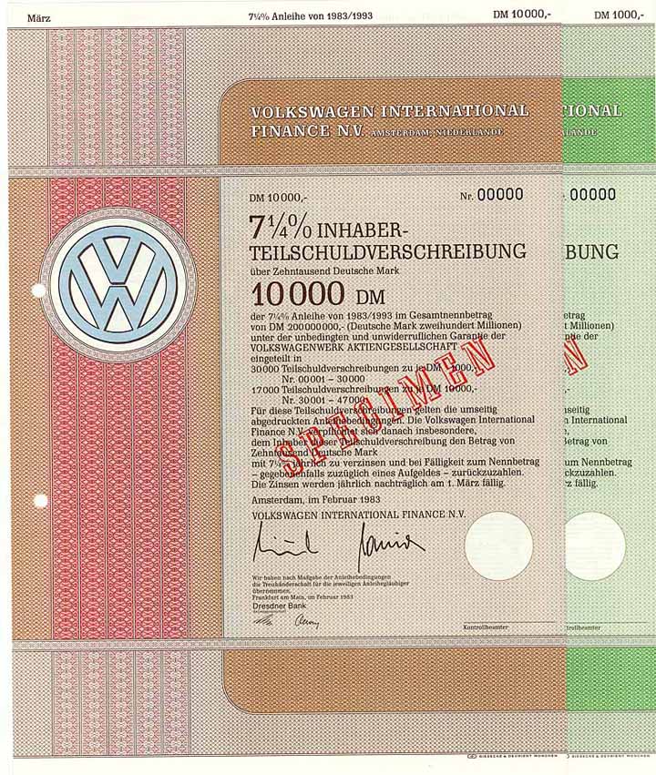 Volkswagen International Finance N.V. (2 Stücke)