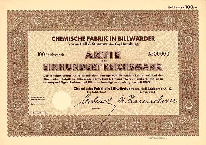 Chemische Fabrik in Billwärder vorm. Hell & Sthamer AG