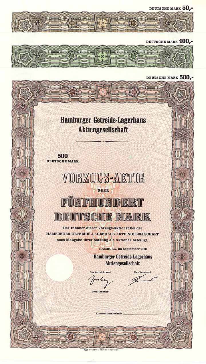 Hamburger Getreide-Lagerhaus-AG (3 Stücke)