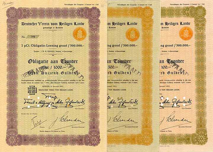 Deutscher Verein vom Heiligen Lande (3 Stücke)