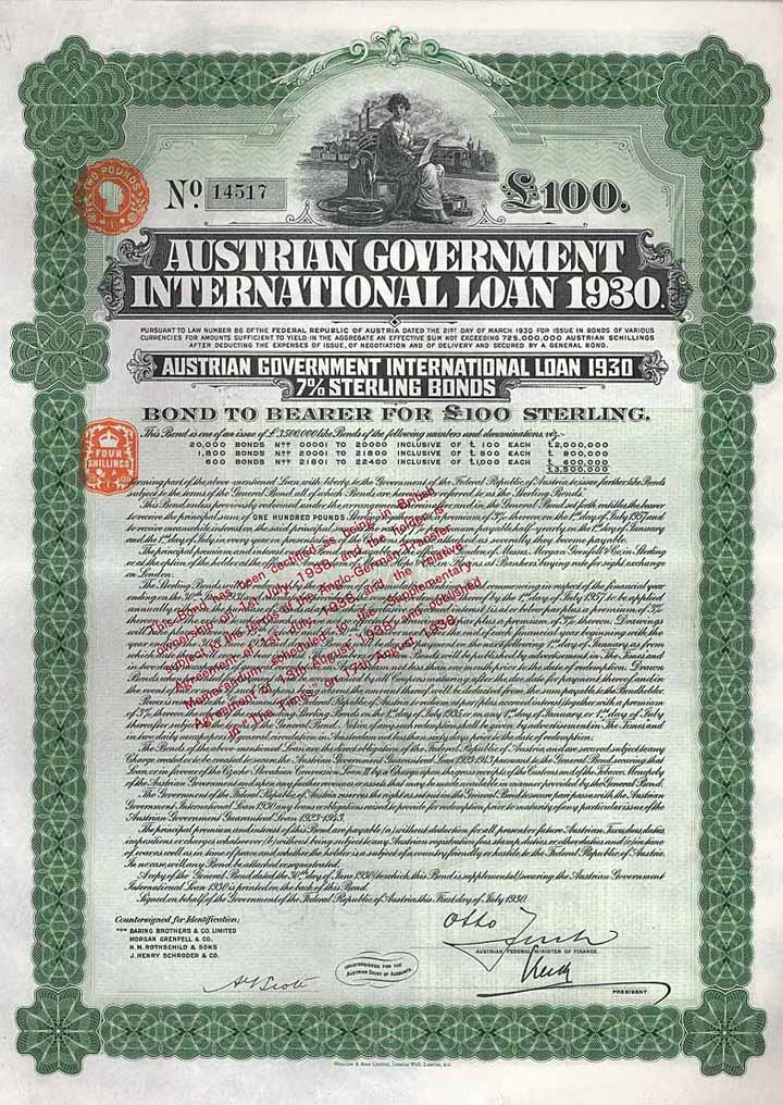 Austrian Government International Loan 1930