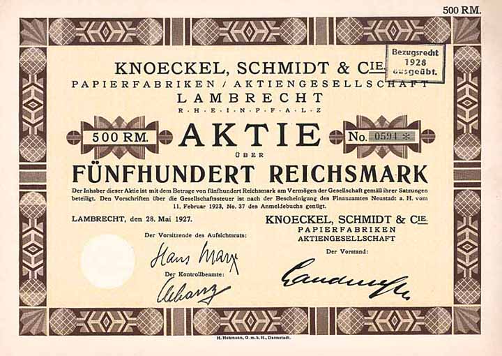 Knoeckel, Schmidt & Cie. Papierfabriken AG