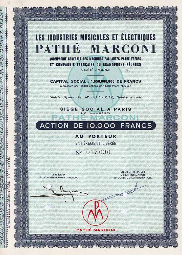Les Industries Musicales et Électriques PATHÉ MARCONI
