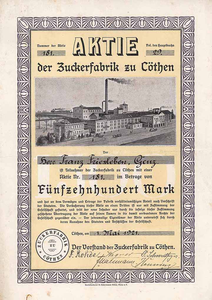 Zuckerfabrik zu Cöthen