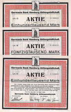 Germania Bank Hamburg AG (3 Stücke)