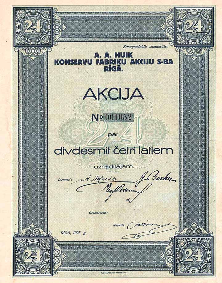 A. A. Huik Konservu Fabriku Akciju S-BA