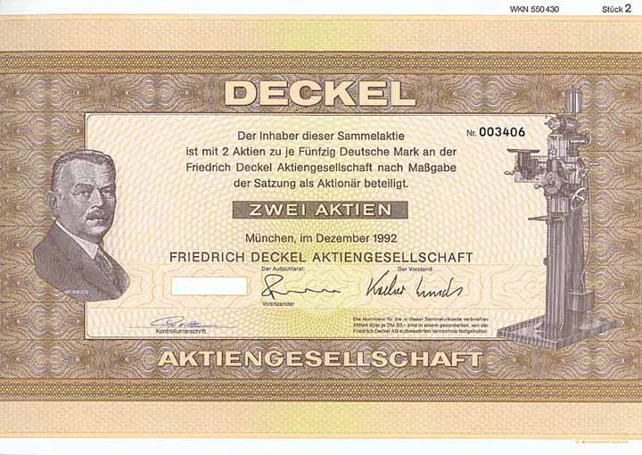 Konvolut Friedrich Deckel AG (5 x Deutschland + 3 x Ausland)