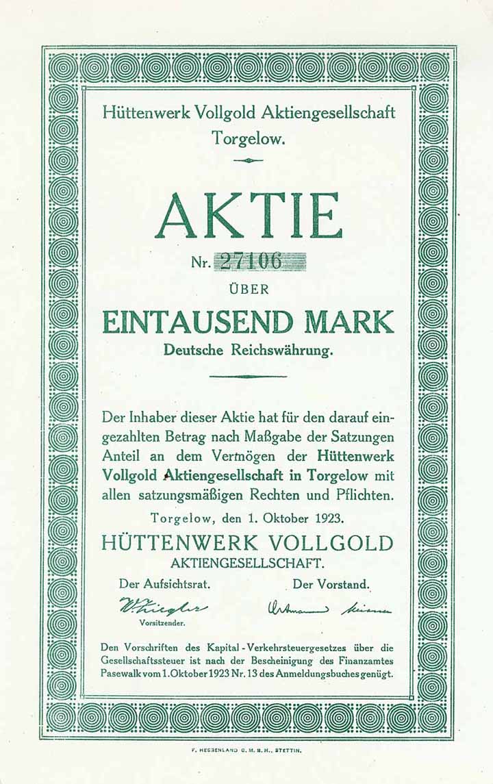 Hüttenwerk Vollgold AG