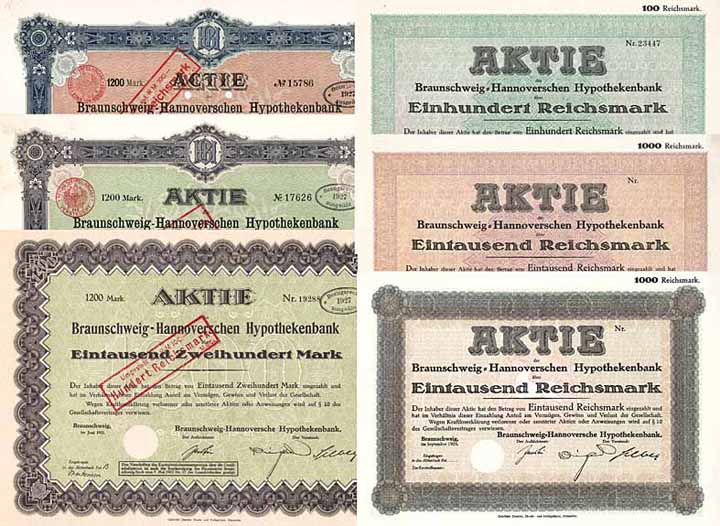 Braunschweig-Hannoversche Hypothekenbank (6 Stücke)