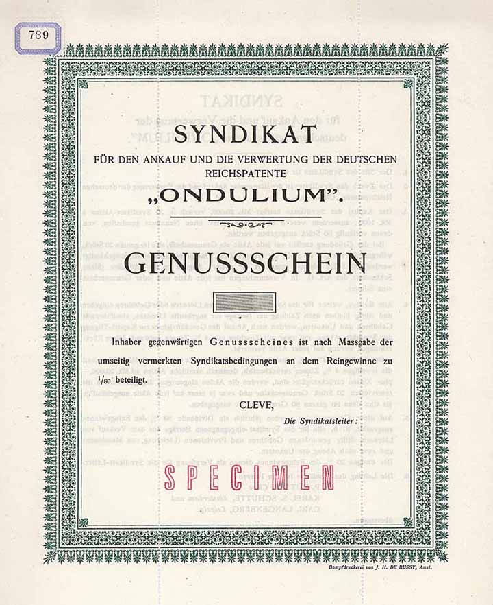 Syndikat für den Ankauf und die Verwertung der deutschen Reichspatente “Ondulium”