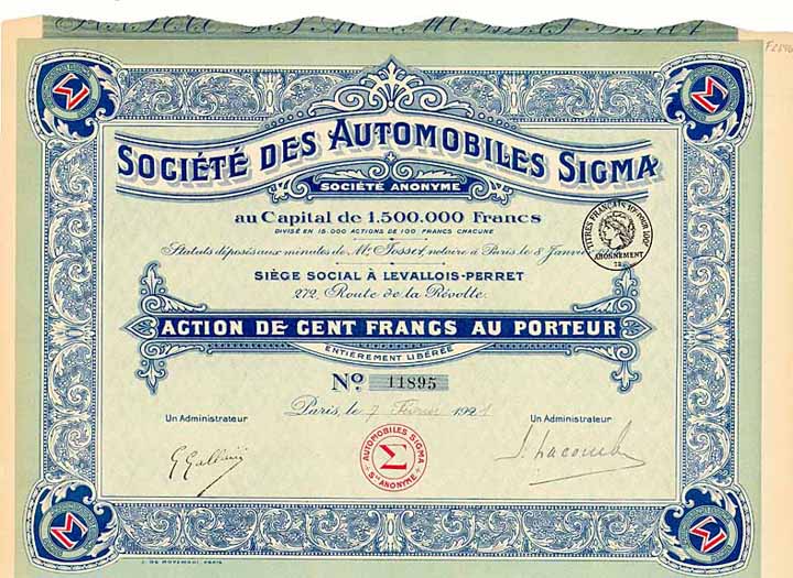 Soc. des Automobiles Sigma S.A.