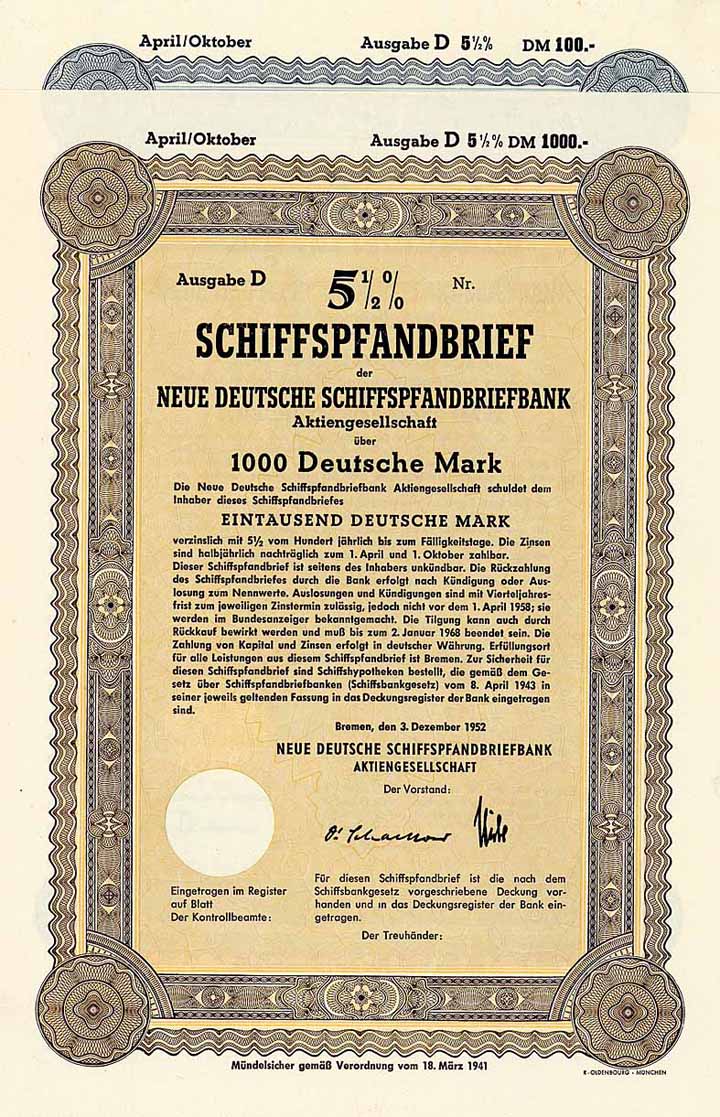 Neue Deutsche Schiffspfandbriefbank AG (2 Stücke)